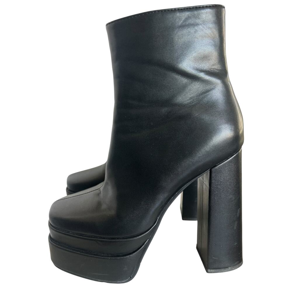 Black Platform Ankle Boots Size 38 Chunky Block Heel Y2K Goth - Picture 3 of 10